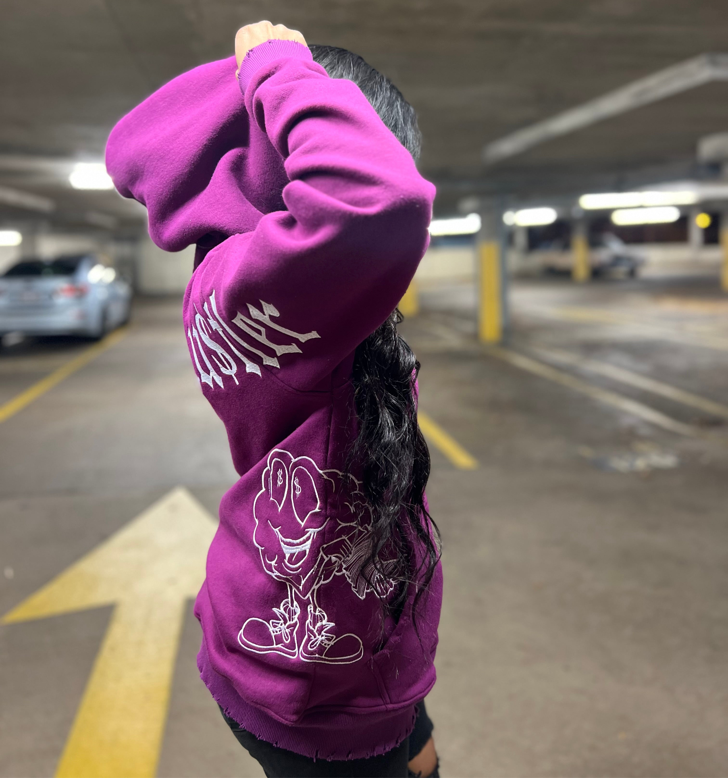 Fuchsia Distress Hoodie