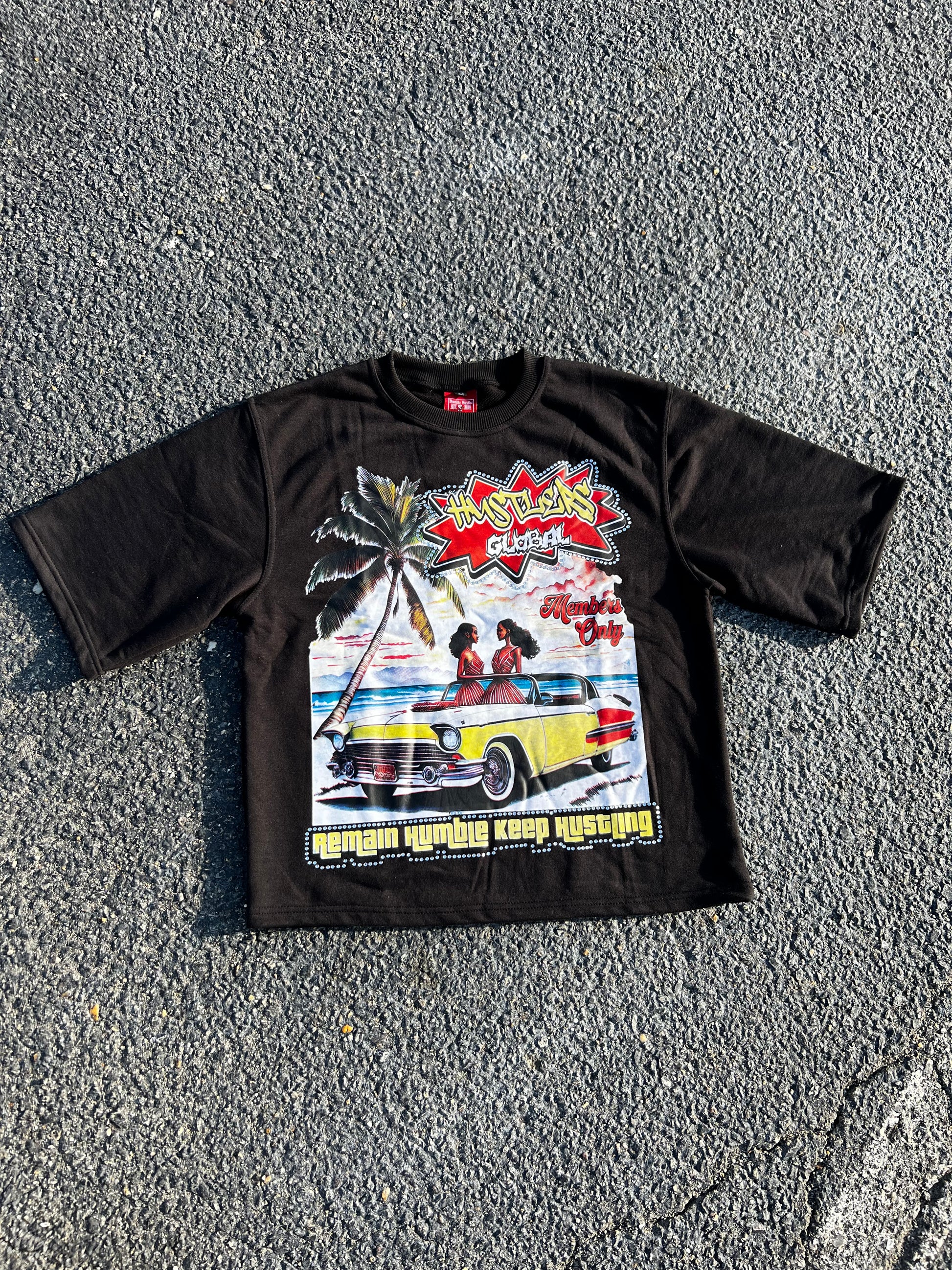 Black “Hustlers Global” Graphic Tee