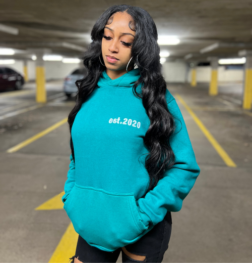 Dark Turquoise Distress Hoodie