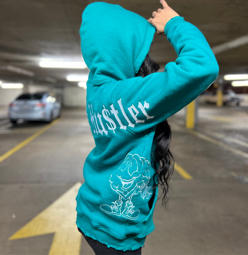 Dark Turquoise Distress Hoodie
