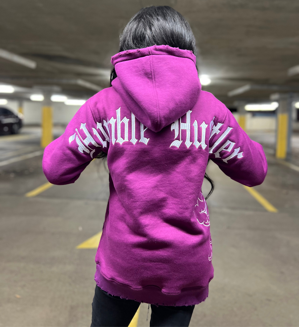 Fuchsia Distress Hoodie