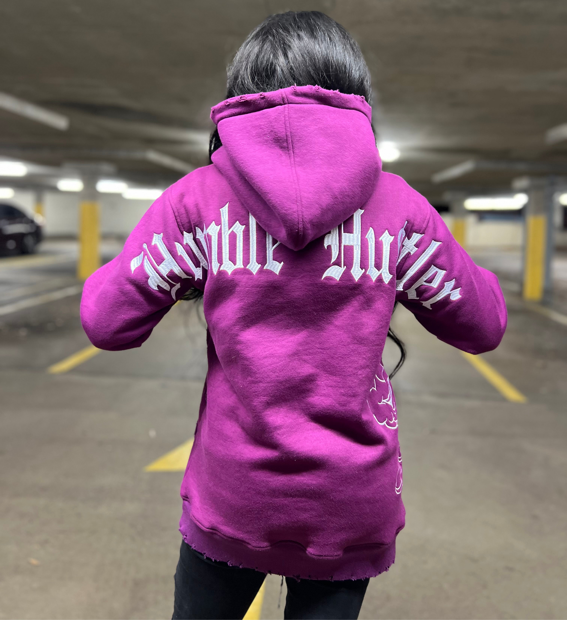 Fuchsia Distress Hoodie