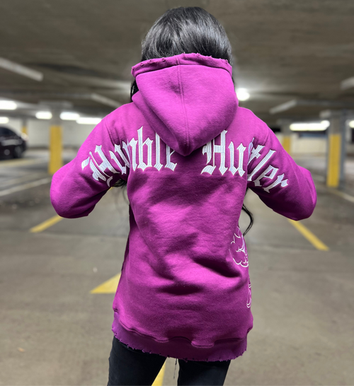 Fuchsia Distress Hoodie