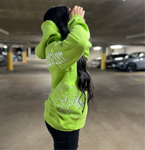 Highlighter Green Distress Hoodie