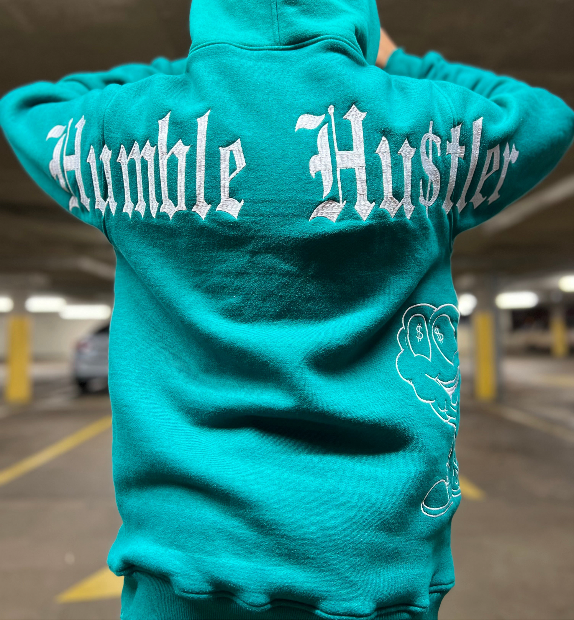 Dark Turquoise Distress Hoodie