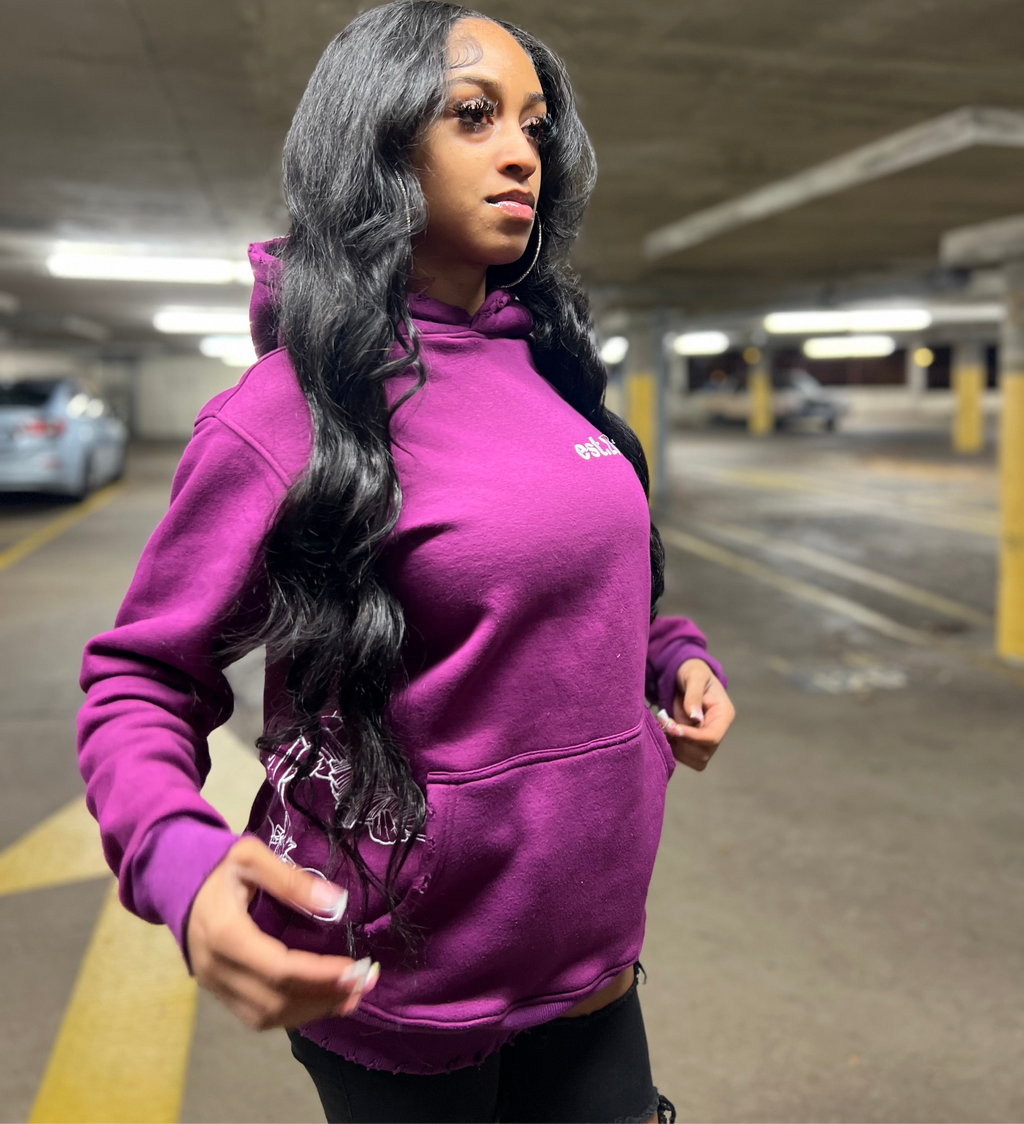 Fuchsia Distress Hoodie