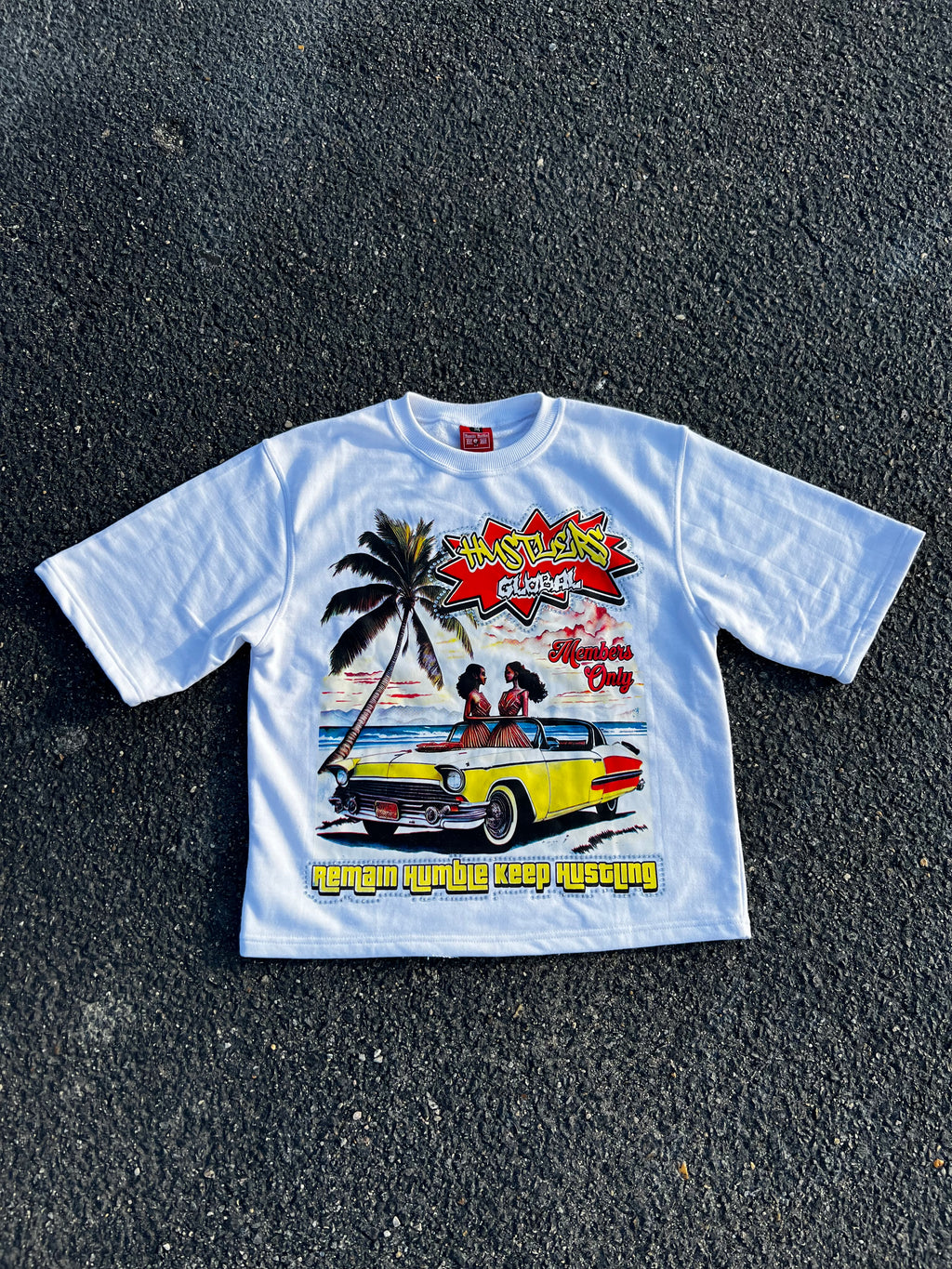 White “Hustlers Global” Graphic Tee