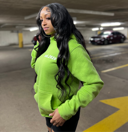 Highlighter Green Distress Hoodie